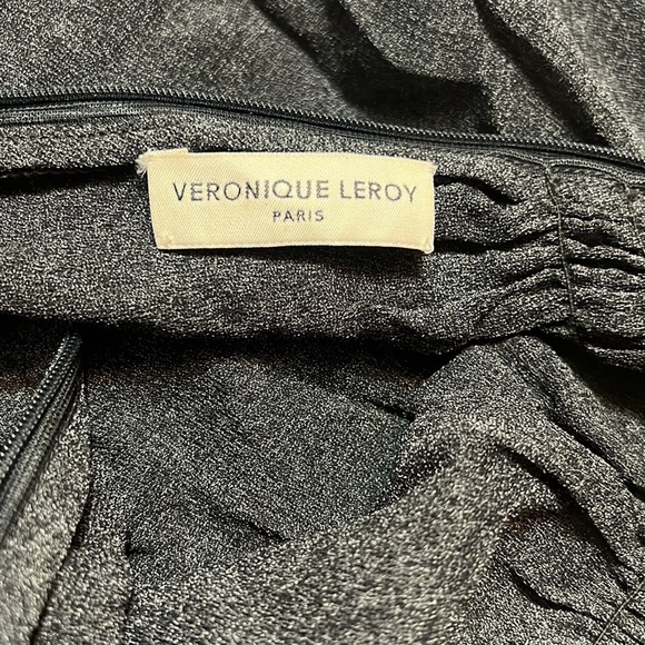 Veronique Leroy Sheer Charcoal Grey Short Sleeve Dress 42 - Picture 7 of 7